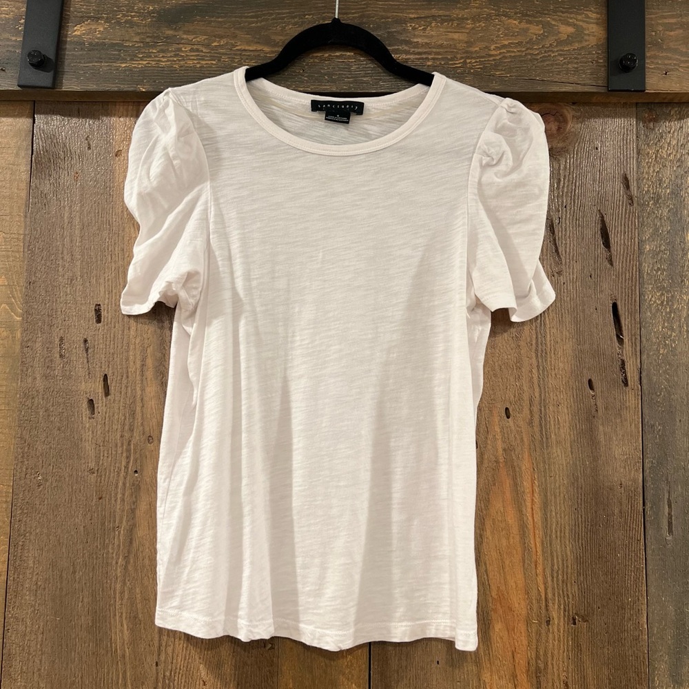 Sanctuary Puff Sleeve White Top Small